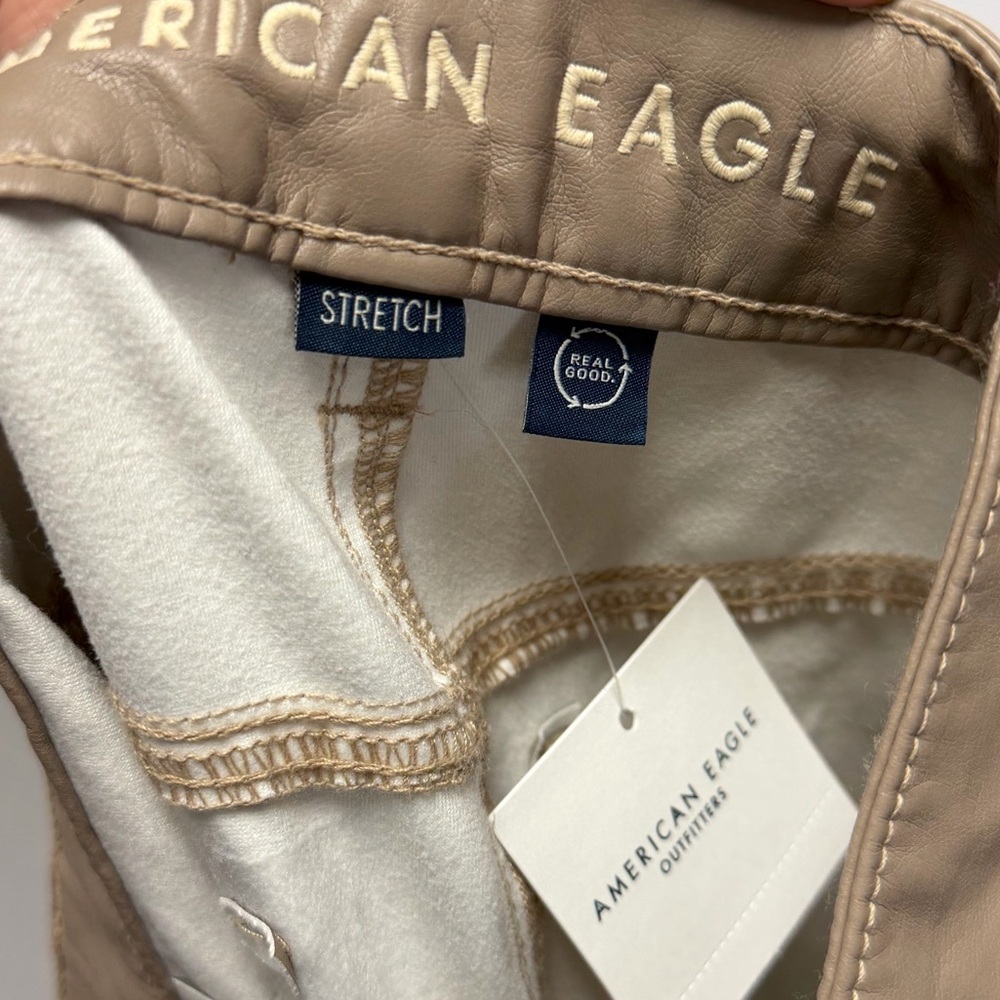 American Eagle Outfitters Women’s Vegan  Leather Super High Rise Straight 8 Long - Picture 4 of 8